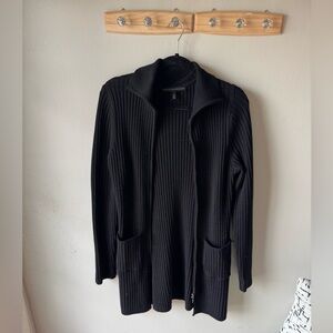 White House Black Market Black Ribbed Cardigan